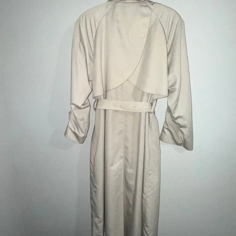 Vintage Towne by London Fog Trench Coat 12R Beige Late 80s Early 90s Belted Doub